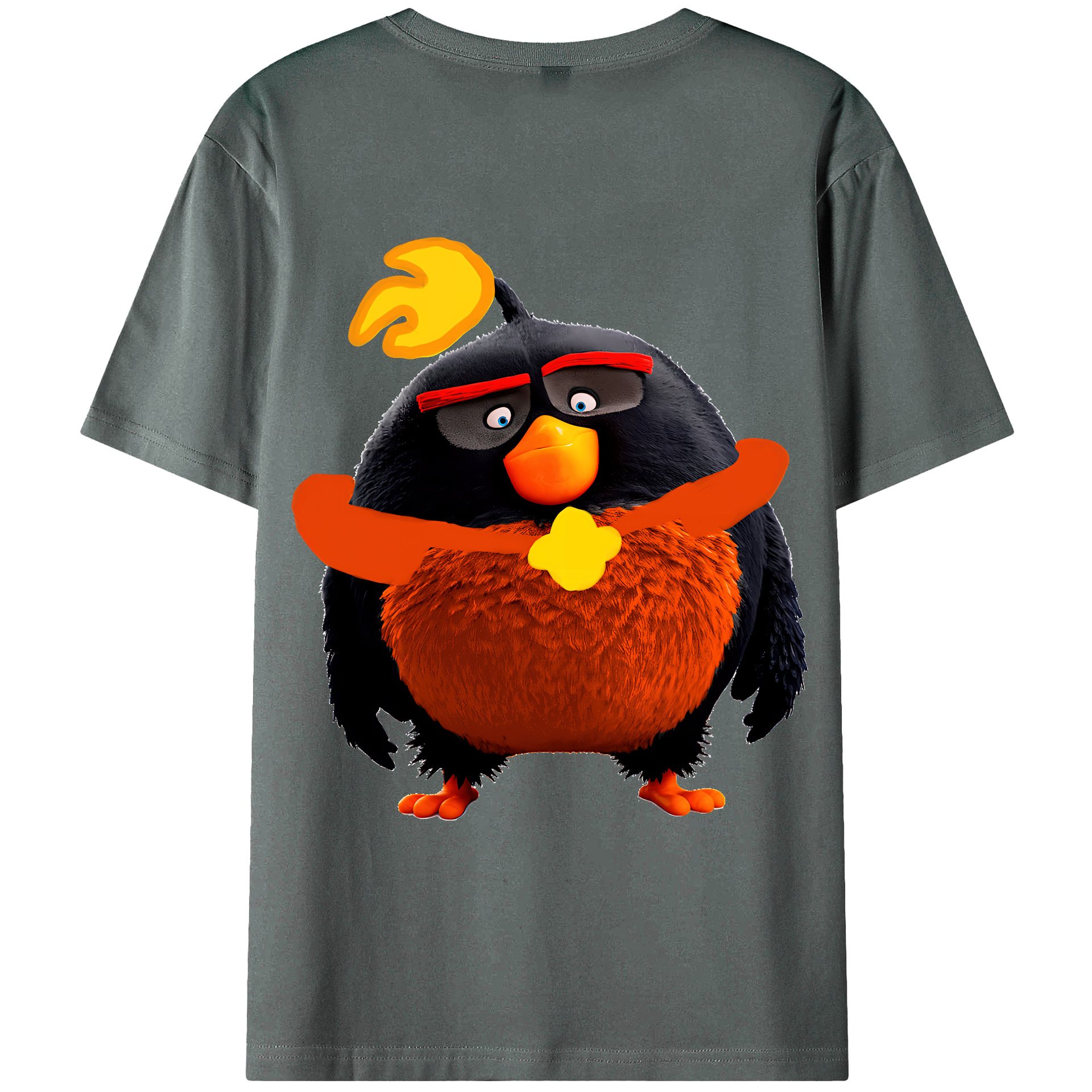（画像用） Angry Birds アングリーバード 綿100％ メンズ半袖Tシャツ（バックプリント） 通気性